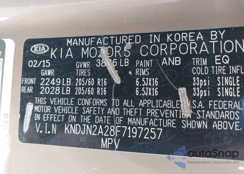 2015 Kia Soul from USA, damaged, VIN KNDJN2A28F7197257
